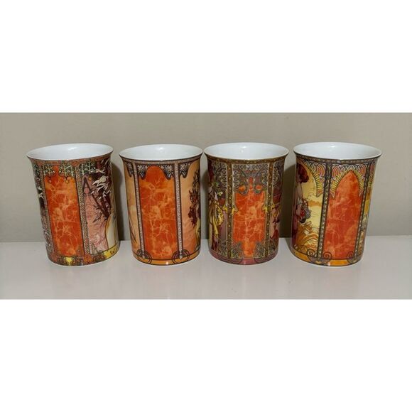 Rare-  Victorian Trading Co. porcelain Cups/ set of 4/ NIB - Picture 3 of 5